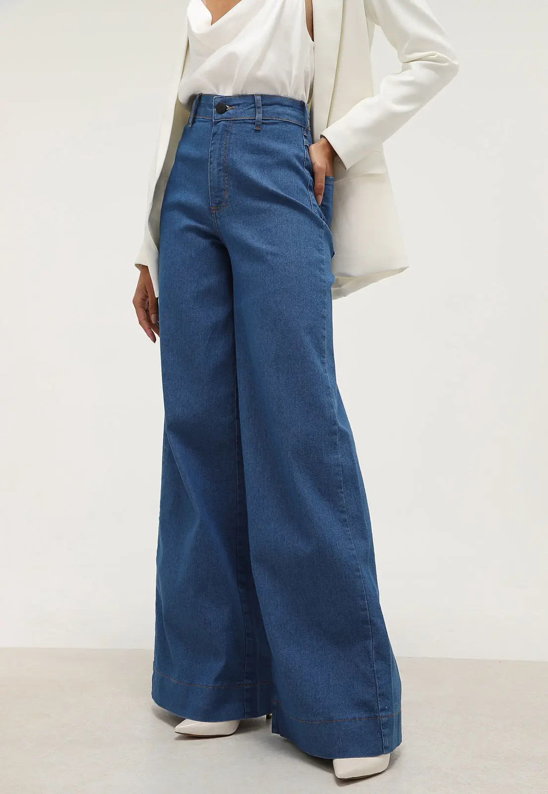 Calça Jeans Colcci Pantalona Lisa Azul | Dafiti (BR)