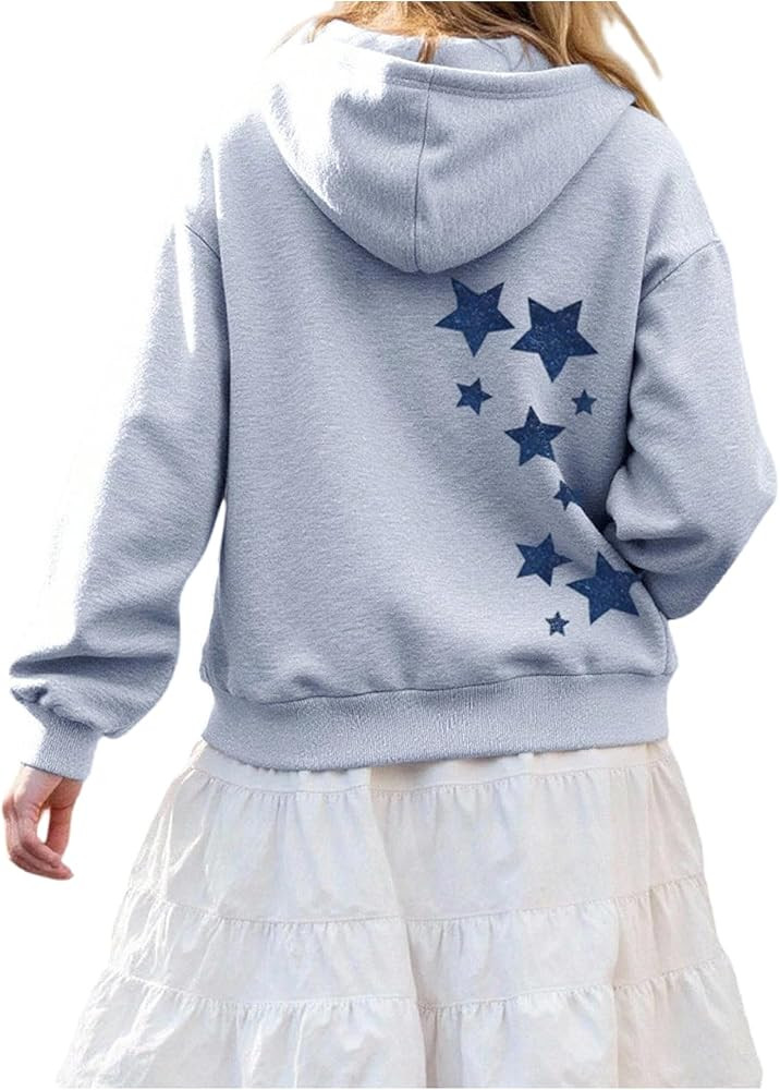 SHENHE Women's Oversized Hoodie Y2k Star Graphic Fleece Long Sleeve Sweatshirt Pullover | Amazon (US)
