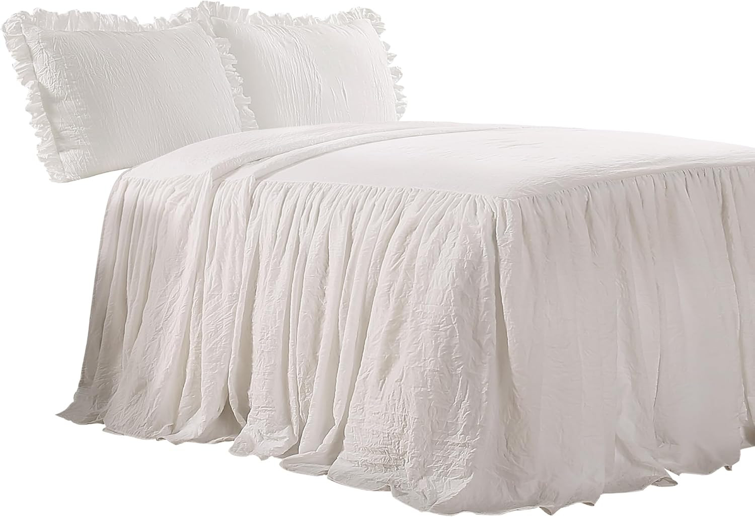 Lush Decor Ruffle Skirt Bedspread Set - 3-Piece Luxurious Farmhouse Bedding - Elegant Ruffle Deta... | Amazon (US)
