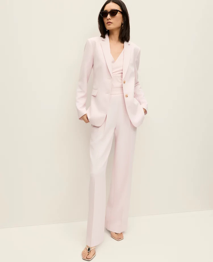 The Side Zip Wide-Leg Pant in Textured Crepe | Ann Taylor