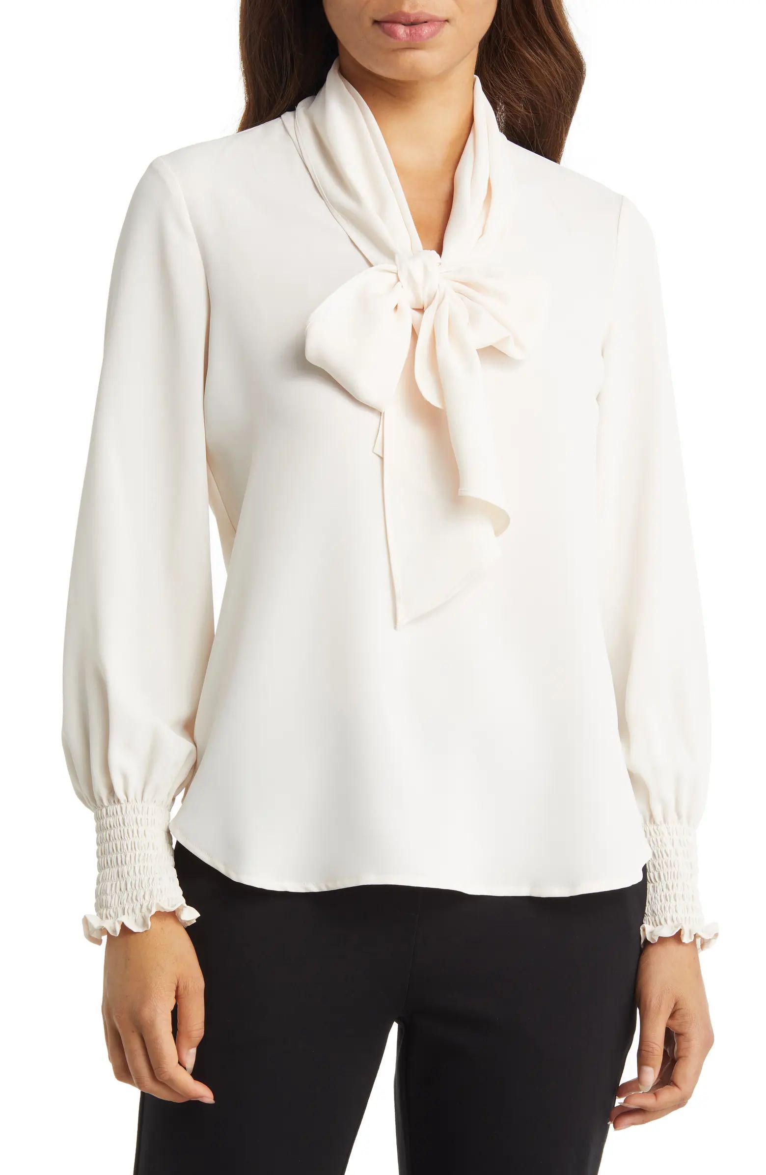 Smocked Cuff Bow Blouse | Nordstrom