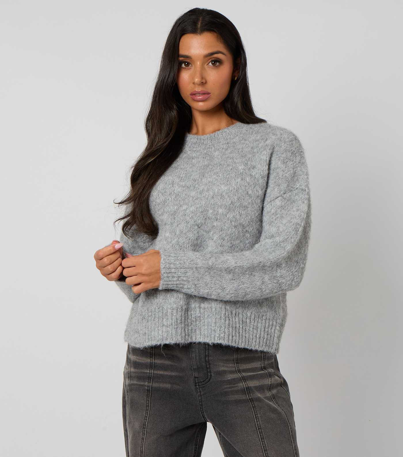 Urban Bliss Light Grey Brushed Knit Relaxed Jumper | New Look | New Look (UK)