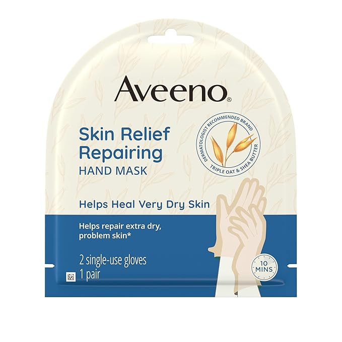 Aveeno Skin Relief Repairing Hand Mask, Moisturizing Gloves with Prebiotic Oat & Shea Butter for ... | Amazon (US)