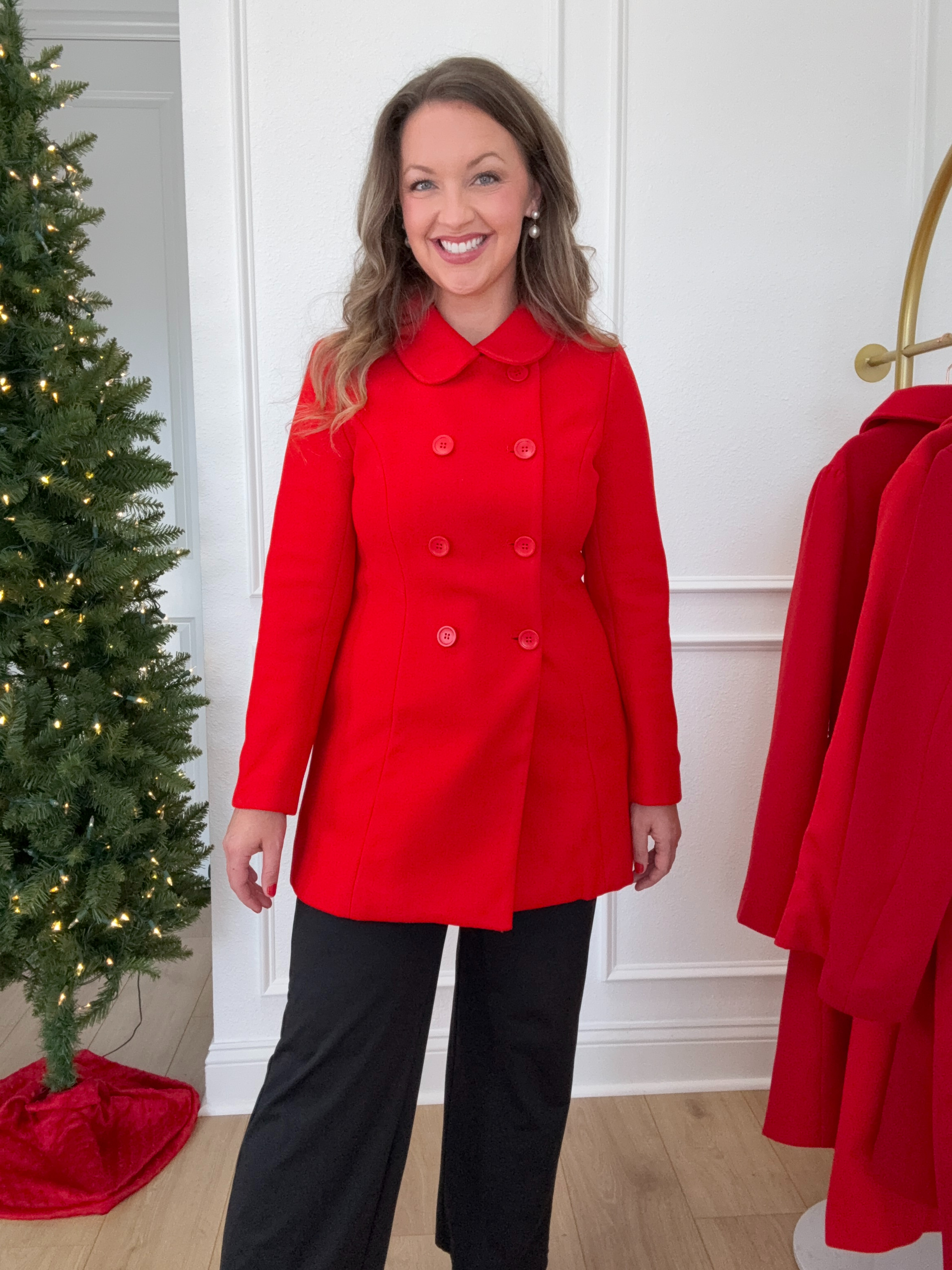 Stay cozy and stylish this winter with this gorgeous red trench coat with peter pan collar!  Perfect for the holiday season! I'm 5'5", size 8/10, wearing a Medium but recommend going up ONE size, it was too tight!. #trenchcoat #amazonfashion #winterstyle #womensStyle #holidaystyle #christmasoutfit #peacoat  

 #LTKCyberWeek #LTKHoliday #LTKSeasonal