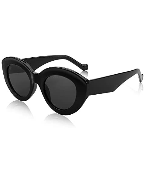 Kursan Cat Eye Sunglasses for Women Men Orange Clout Goggles Retro Oval Round Thick Frame Sun Gla... | Amazon (US)