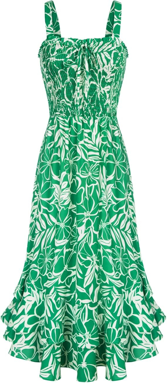 GRACE KARIN Women's 2026 Summer Floral Boho Dress Square Neck Strapped Swing A Line Sundress Beac... | Amazon (US)