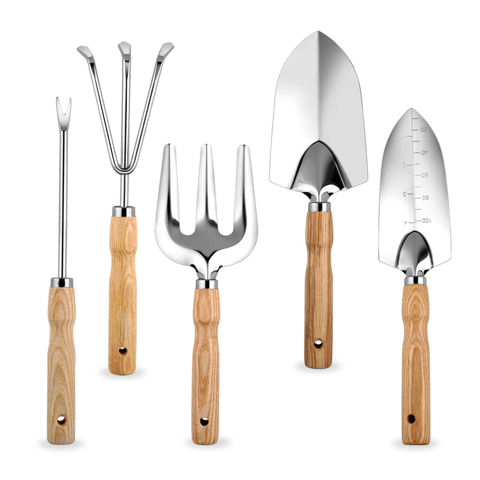 Garden Tool Set, 5-Piece Heavy Duty Cast-Aluminum Gardening Hand Tool with Wood Handle for Digging,  | Amazon (US)