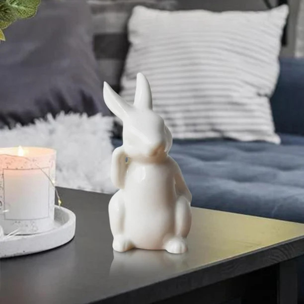 Ceramic Rabbit Figurine Easter Bunny Statue Home Office Bookcase Desk Decor 4.9x9.5cm - Walmart.c... | Walmart (US)