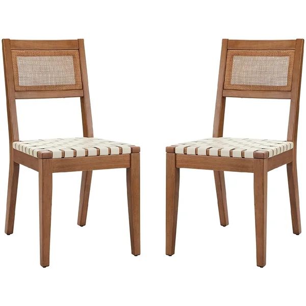 Antwoin Leather Parsons Chair in Beige (Set of 2) | Wayfair North America