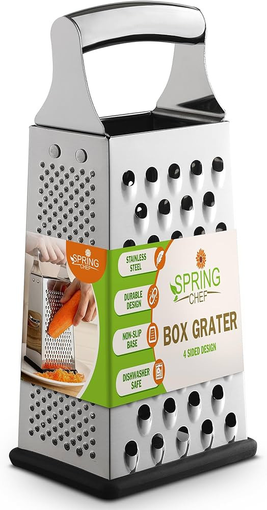 Spring Chef Professional Large Parmesan Cheese Grater, Stainless Steel Metal Box Grater with Hand... | Amazon (US)