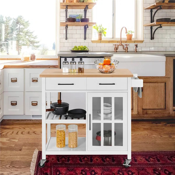Kittinger 40'' Kitchen Island with Solid Wood Top and Locking Wheels | Wayfair North America