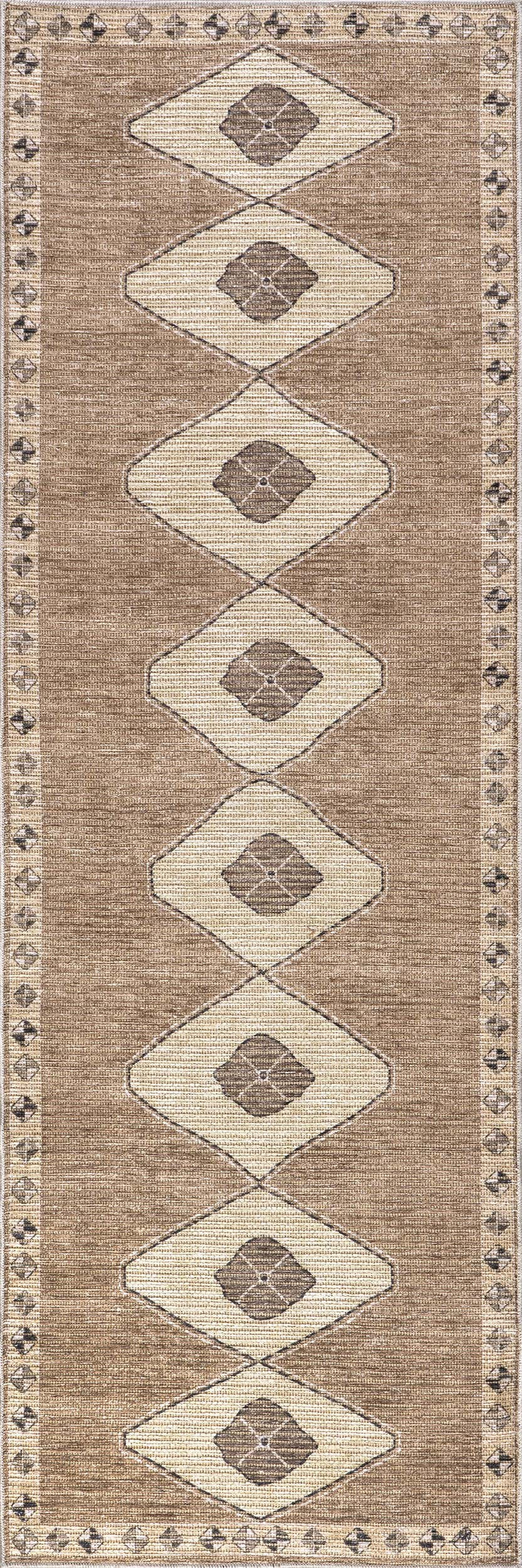 Fennel Diamond Washable Rug | Light Brown | Rugs USA