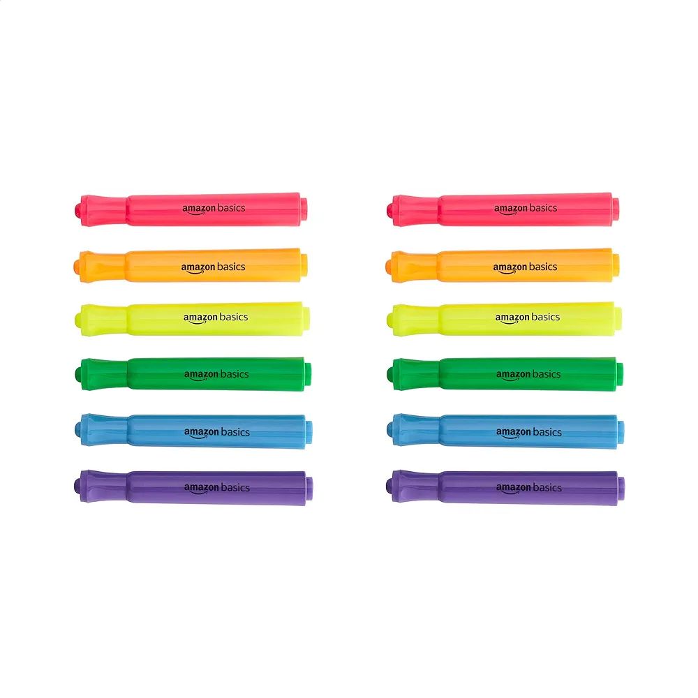 Amazon Basics Tank Style Highlighters - Chisel Tip, Assorted Colors, 12-Pack | Amazon (US)