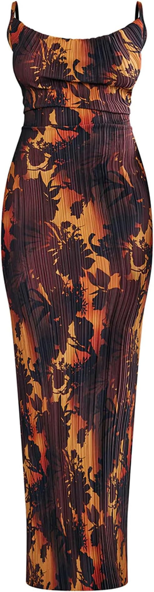 LASPIA Cowl Neck Dress Sexy Strap Shoulder Pleated Maxi Dresses Summer Wedding Guest Dresses for ... | Amazon (US)