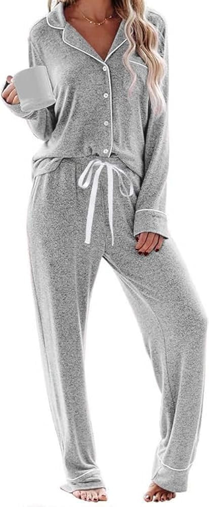 Pajamas for Women Set 2 Piece, Super-Soft Long Sleeve Postpartum PJS | Amazon (US)