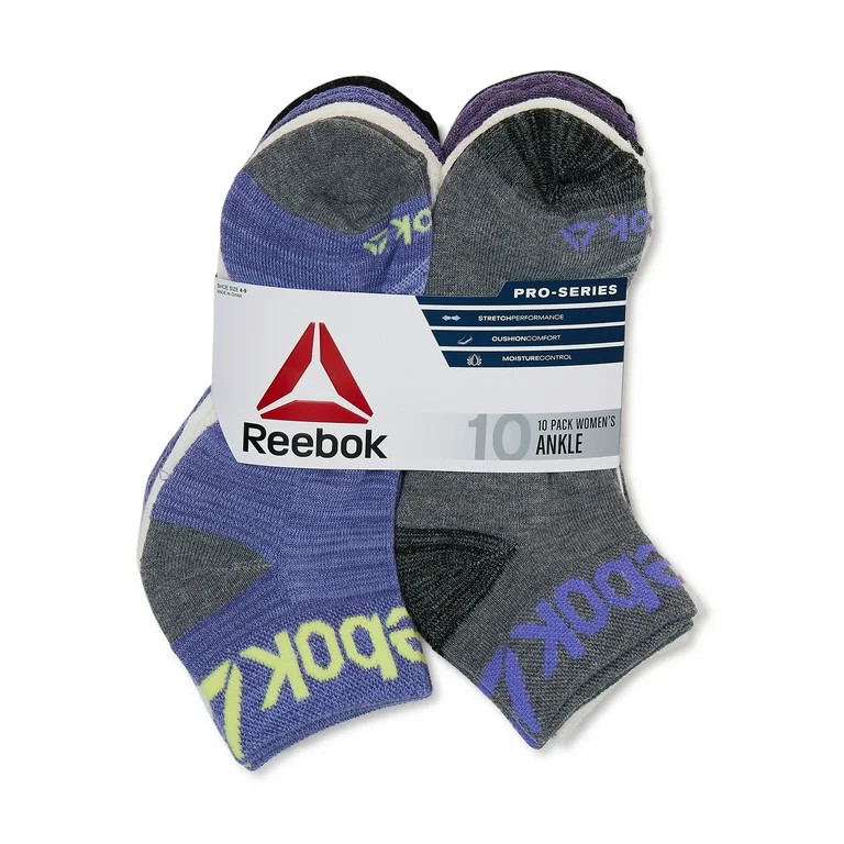 Reebok Women's Pro Series Cushion Ankle Socks, 10-Pack - Walmart.com | Walmart (US)