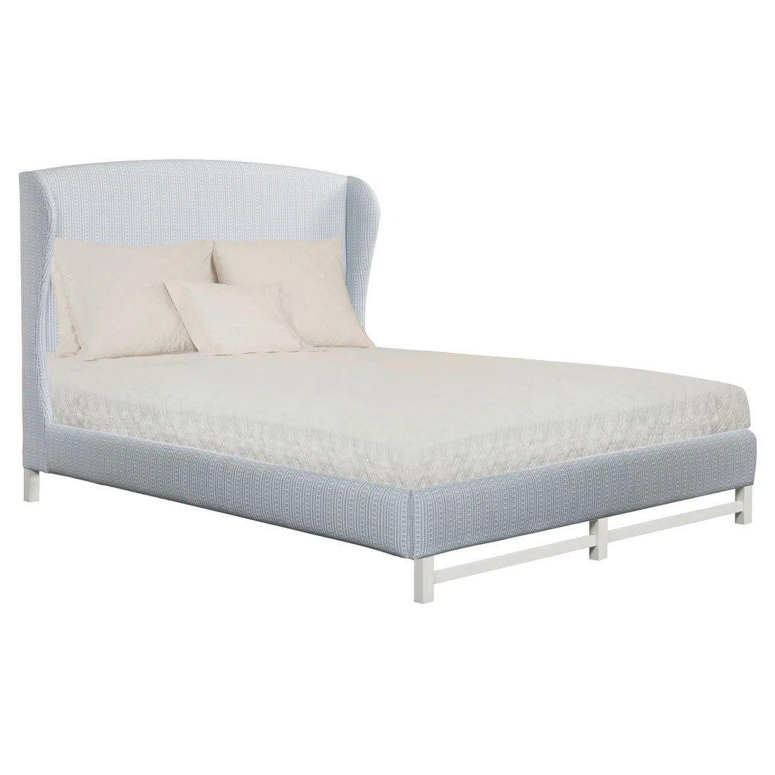 Claire Coastal Beach Blue Stripe Wingback Bed - King | Kathy Kuo Home