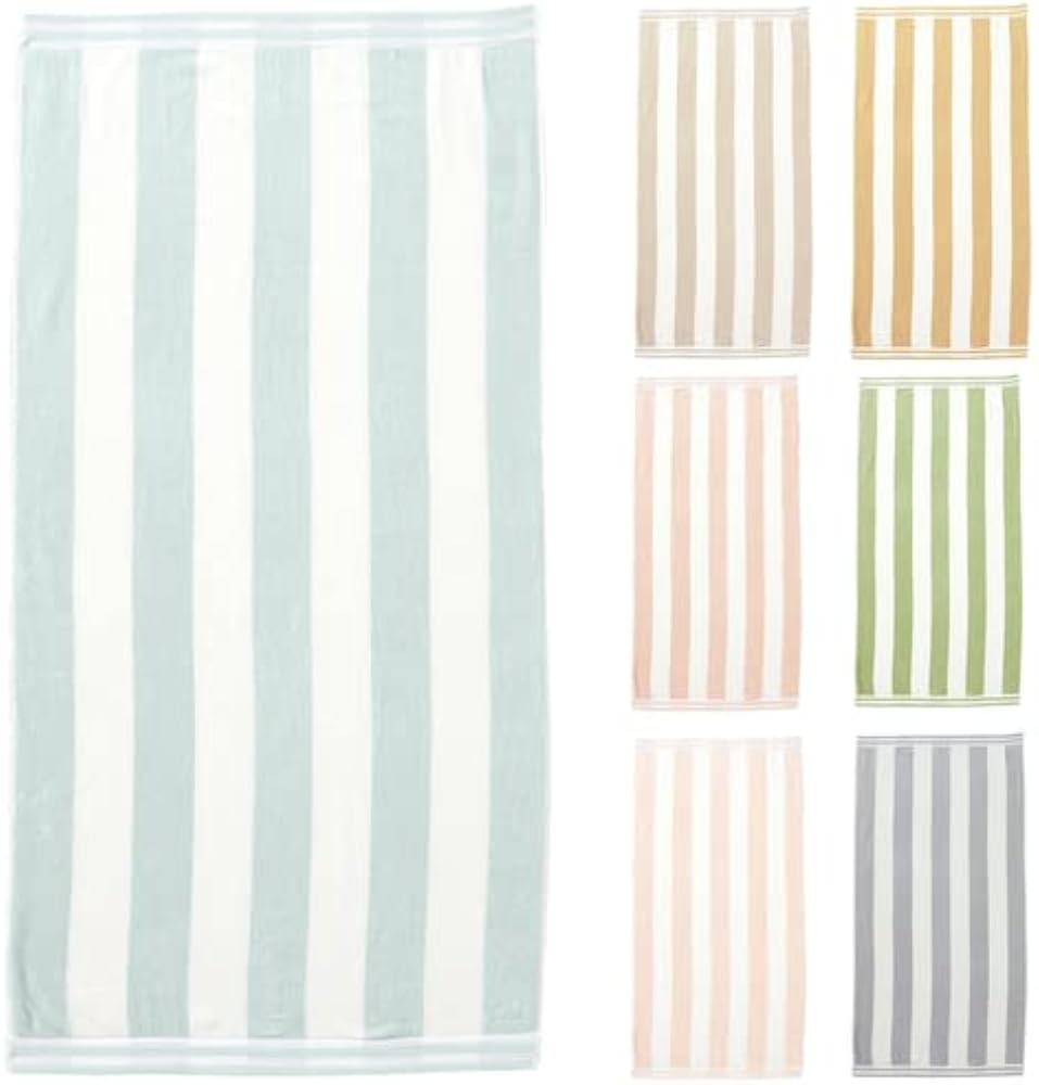 Large Beach Towel Set of 4 - Soft Cabana Striped Beach Towels for Adults and Velour Pool Towels w... | Amazon (US)