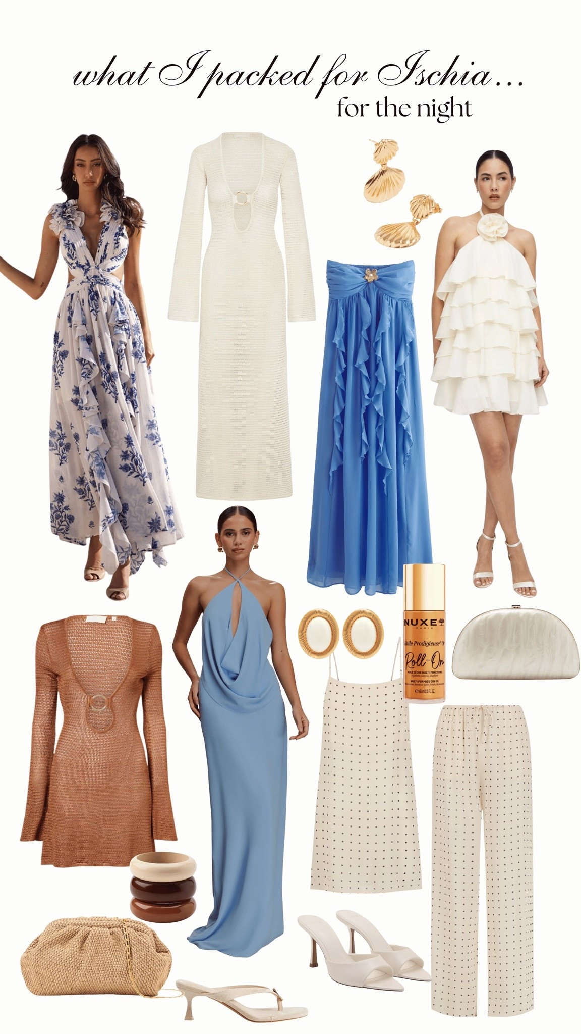 What I packed for Ischia ☀️ summer holiday vacation evening outfits, baby blue, holiday dresses, white dresses, floral dresses, polka dots, ruffle floaty dresses

#LTKsummer #LTKdresses #LTKstyletip