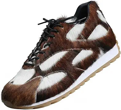 Women's Genuine Cow Hair Sneakers Natural Fur Chunky Calf Hair Dad Shoes Western Y2K Platform Cas... | Amazon (US)