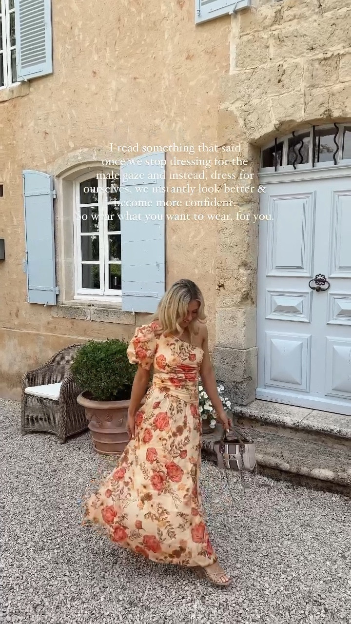 Wedding guest dress - wedding guest dresses - special occasion dress - one shoulder puff sleeve dress - off the shoulder dress - floral dress - floral print dress - maxi dress - tote bag - beach bag - lily and bean - lily and bean bag - orange dress - puff sleeved dress - what to wear to a wedding - forever new dress 

#LTKwedding #LTKitbag #LTKunder100