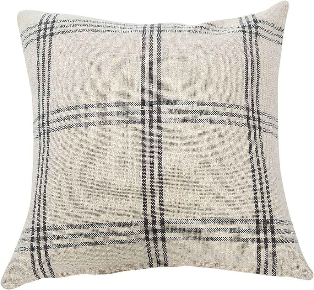 Creative Co-Op Square Plaid Cotton Pillow Cover, Grey, 20" x 20" | Amazon (US)
