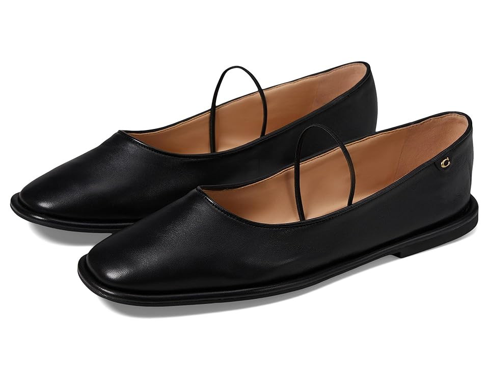 COACH Emilia Mary Jane Women's Flat Shoes Black : 9.5 B - Medium, Leather | Zappos