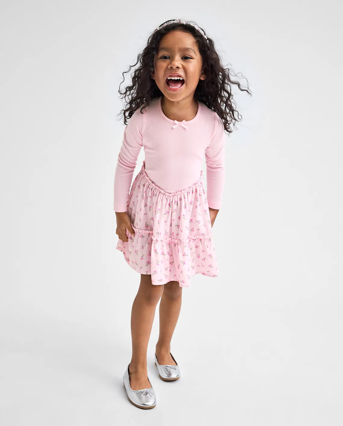 Baby And Toddler Girls Floral V-Waist Tiered Dress - pink | The Children's Place