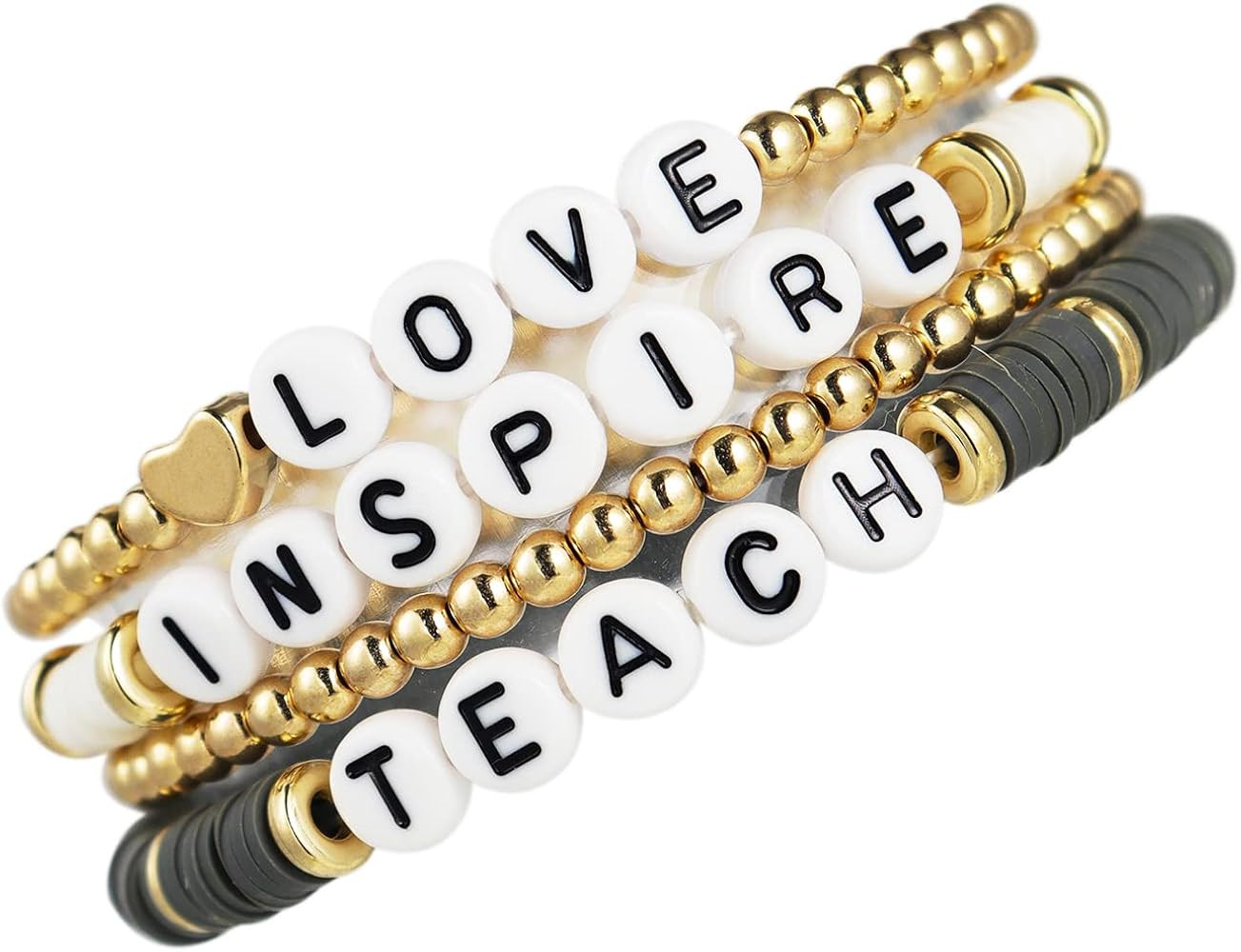 Pingyongchang Beaded Teacher Bracelet Mixed Color Ploymer Clay Bracelets for Women Bohemian Handm... | Amazon (US)