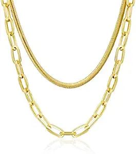 LANE WOODS Layered 18k Gold Plated Necklaces for Women - Multilayer Coin Medallion Pendant Neckla... | Amazon (US)