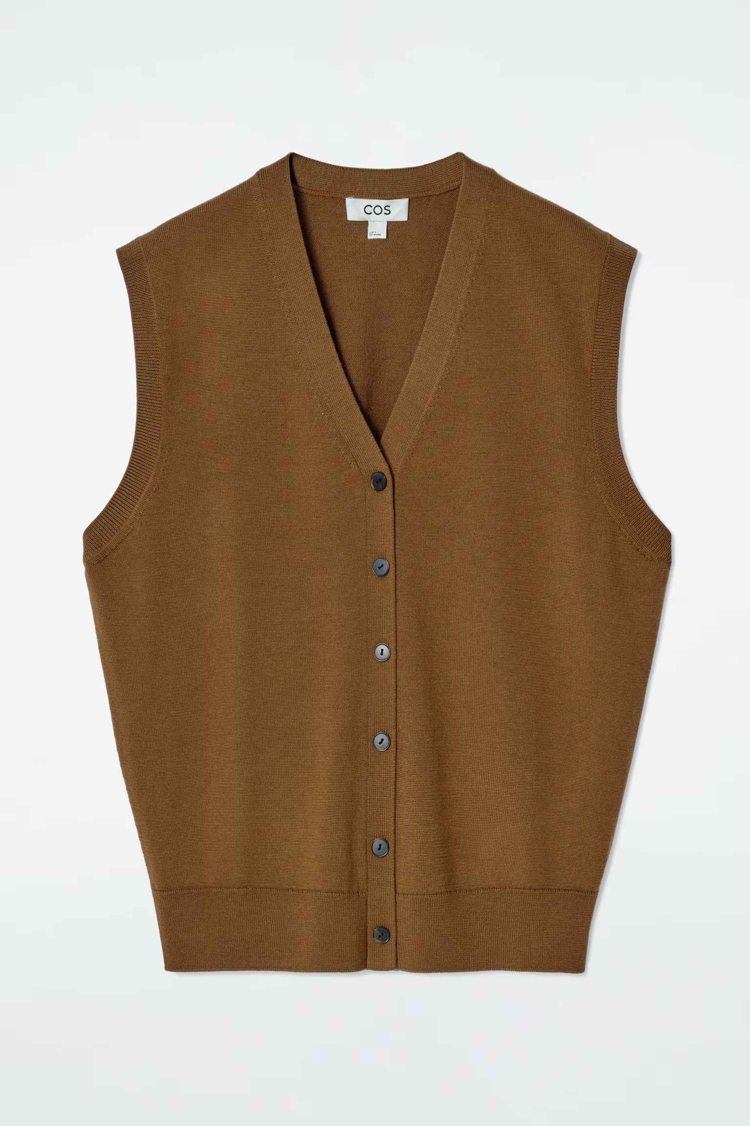 V-NECK MERINO WOOL WAISTCOAT - BROWN | COS UK