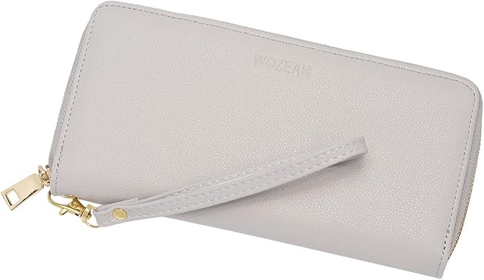 WOZEAH Women's RFID Blocking PU Leather Zip Around Wallet Clutch Large Travel Purse | Amazon (US)