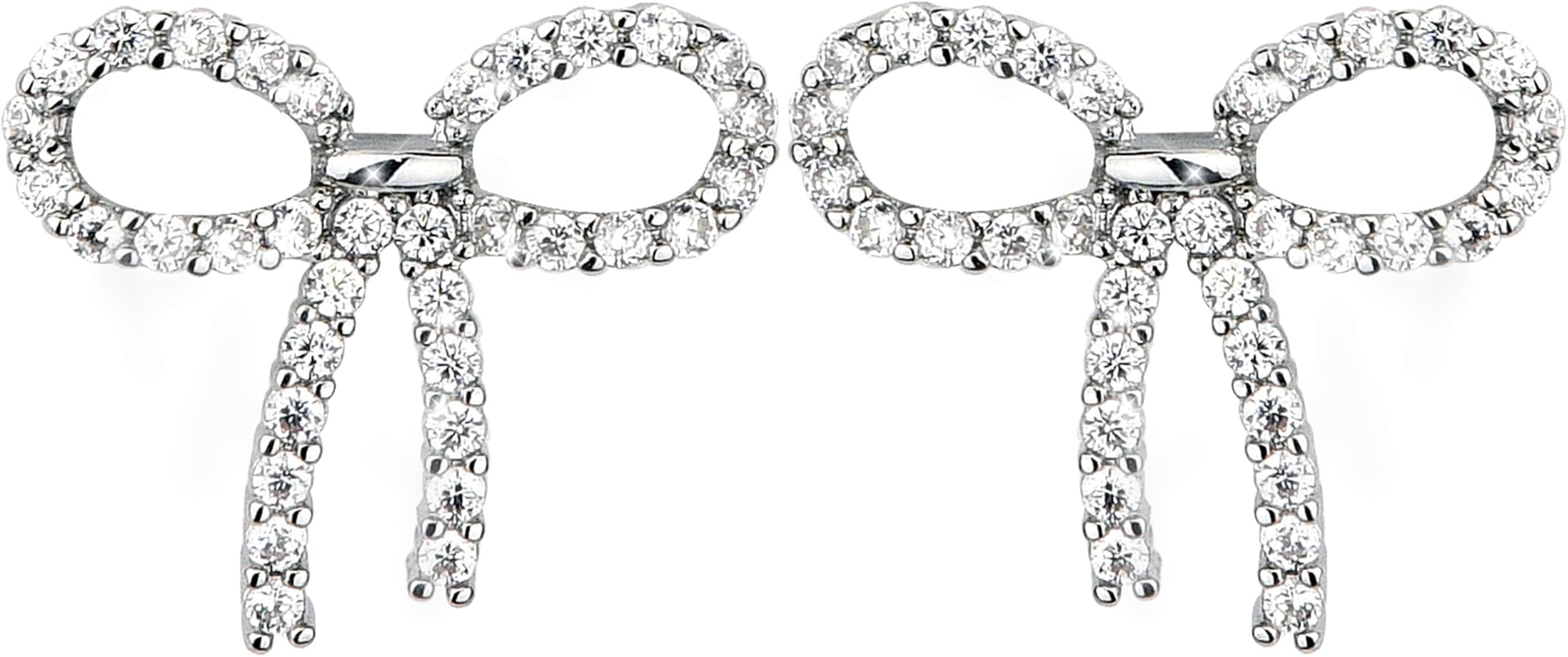 925 silver Crystal Bow Stud Earrings Fashion Ladies Tassel Rhinestone Earrings Hypoallergenic for... | Amazon (US)