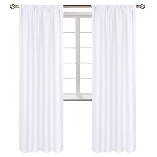 BGment Rod Pocket White Curtains for Living Room - Privacy Protection Window Treatment Curtains for Dining Room, 2 Panels, Pure White, 52 x 84 Inch | Amazon (US)