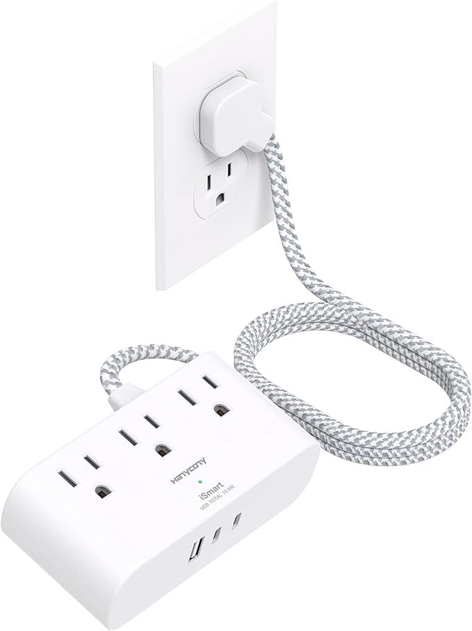 Flat Plug Power Strip, 6 Ft Ultra Thin Flat Extension Cord, 3 Outlets 3 USB Ports(2 USB C) Multi ... | Amazon (US)