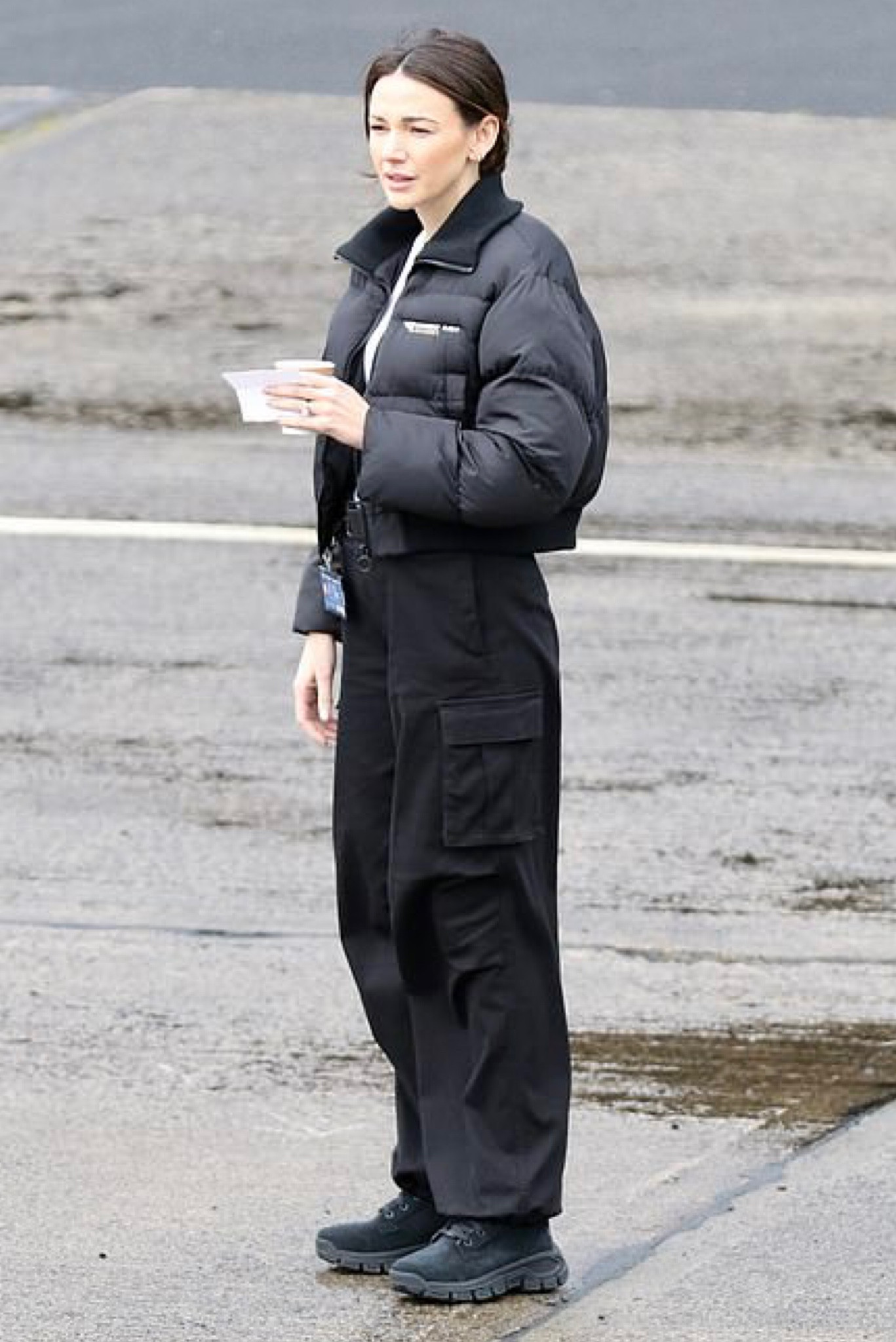 Shop Maya Stern played by Michelle Keegan's, black cargo pants and short puffer jacket from the Netflix movie full me once

#LTKfindsunder100 #LTKstyletip