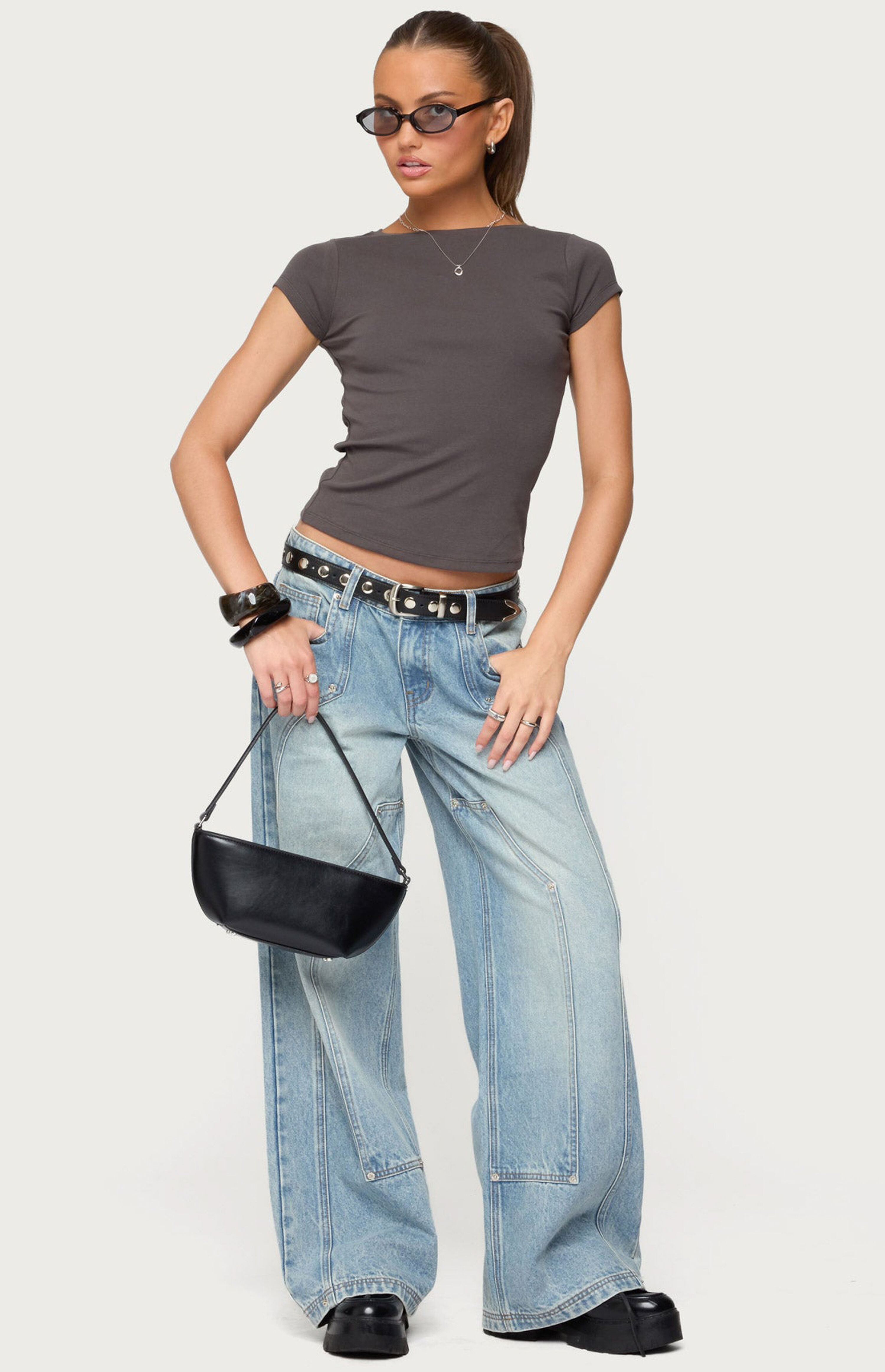 Edikted Oliana Ribbed Boat Neck T-Shirt | PacSun