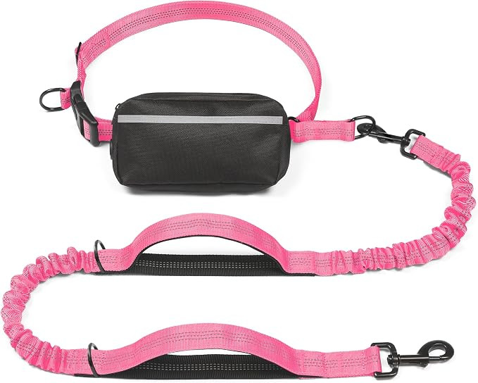 iYoShop Hands Free Dog Leash with Zipper Pouch, Large, 25-120 lbs, Pink | Amazon (US)