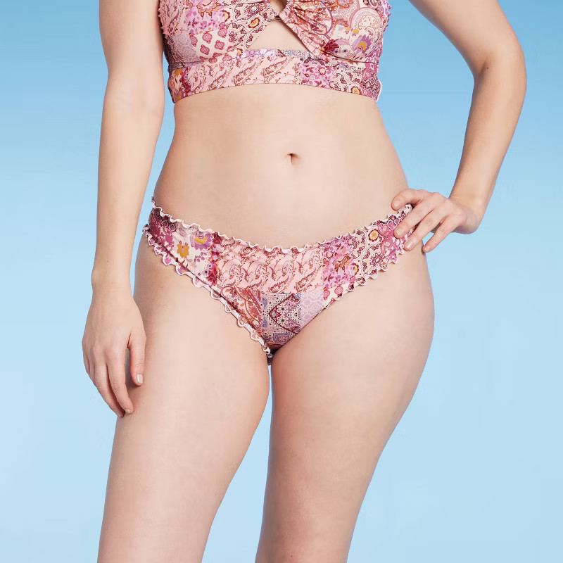 Women's Ruffle Cheeky Bikini Bottom - Shade & Shore™ Multi | Target