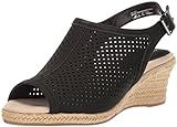 Easy Street Women's Stacy Wedge Sandal, Black Linen Print, 10 2W US | Amazon (US)