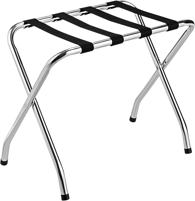 Tangkula Chrome Luggage Rack for Guest Room, No Assembly Required, Folding Metal Suitcase Stand w... | Amazon (US)