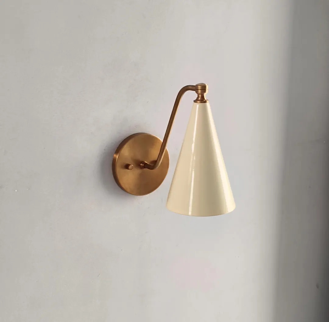 Modern Brass Wall Sconce With Adjustable Arm and Cone Shade – Sleek, Minimalistic Lighting for ... | Etsy (US)