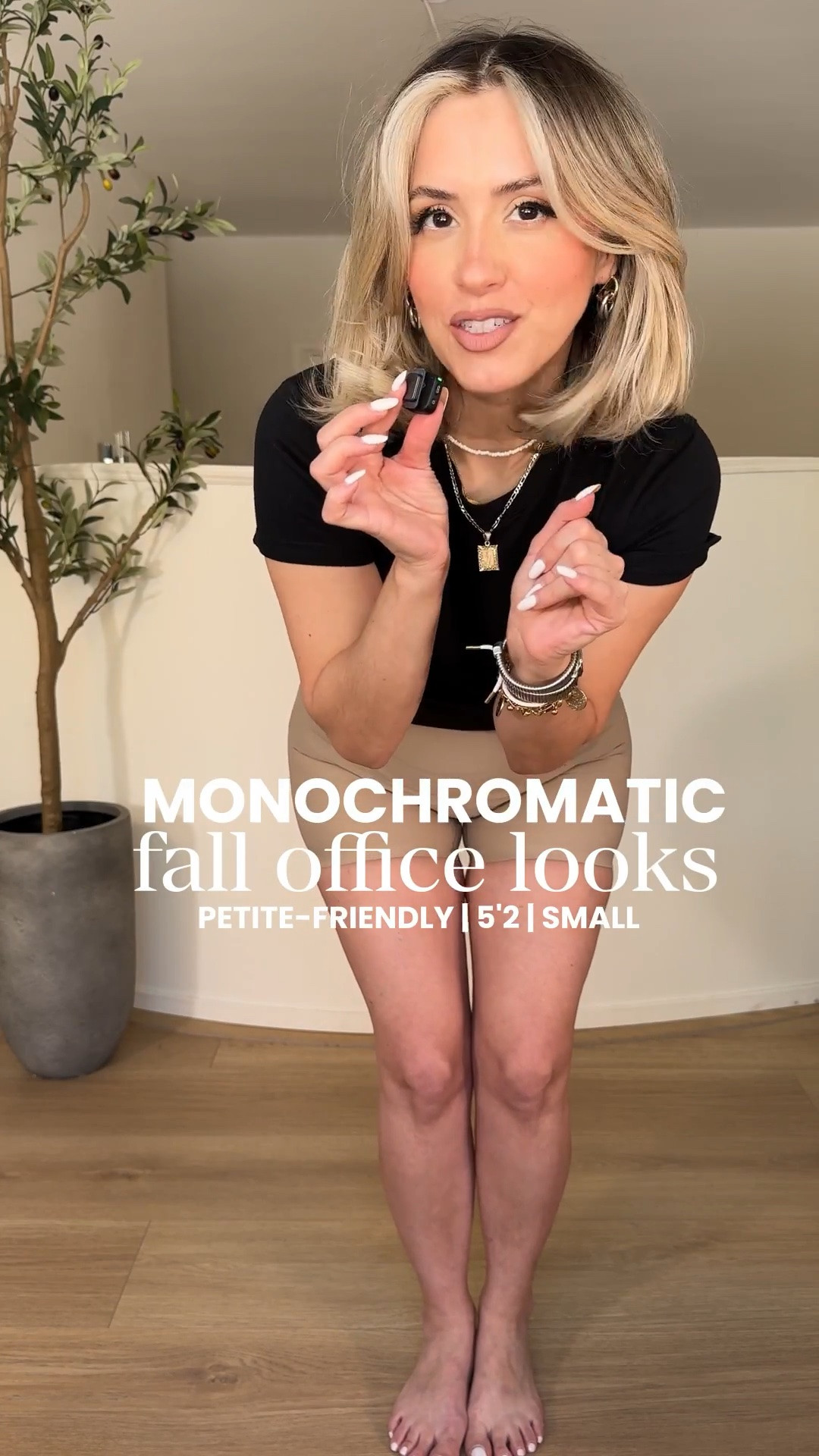 Monochromatic FALL OFFICE looks featuring the BEST AMAZON TROUSERS 👏🏼😮‍💨👌🏼‼️

✔️Small on all tops 
✔️ black, ivory, tan, and grey wide leg trousers are all the SAME style except different colors. I wear THAT style in a SMALL LONG THIN ‼️
✔️ small on all other trousers

I've owned all of these trousers for literal years! They all have great stretch all the wide leg trousers have elastic in the back with functional pockets. Very nice quality. 

The lighter color trousers may be a bit see-through at times hence why I wear the nude boy shorts.

#LTKootd #LTKWorkwear #LTKPetite