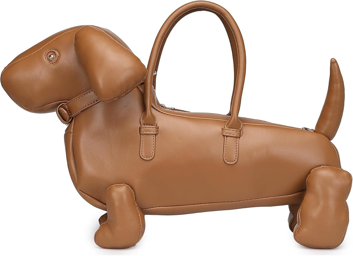 Women PU Leather Unique Novelty Dog Shaped Crossbody Shoulder Bag Handbag Purse | Amazon (US)