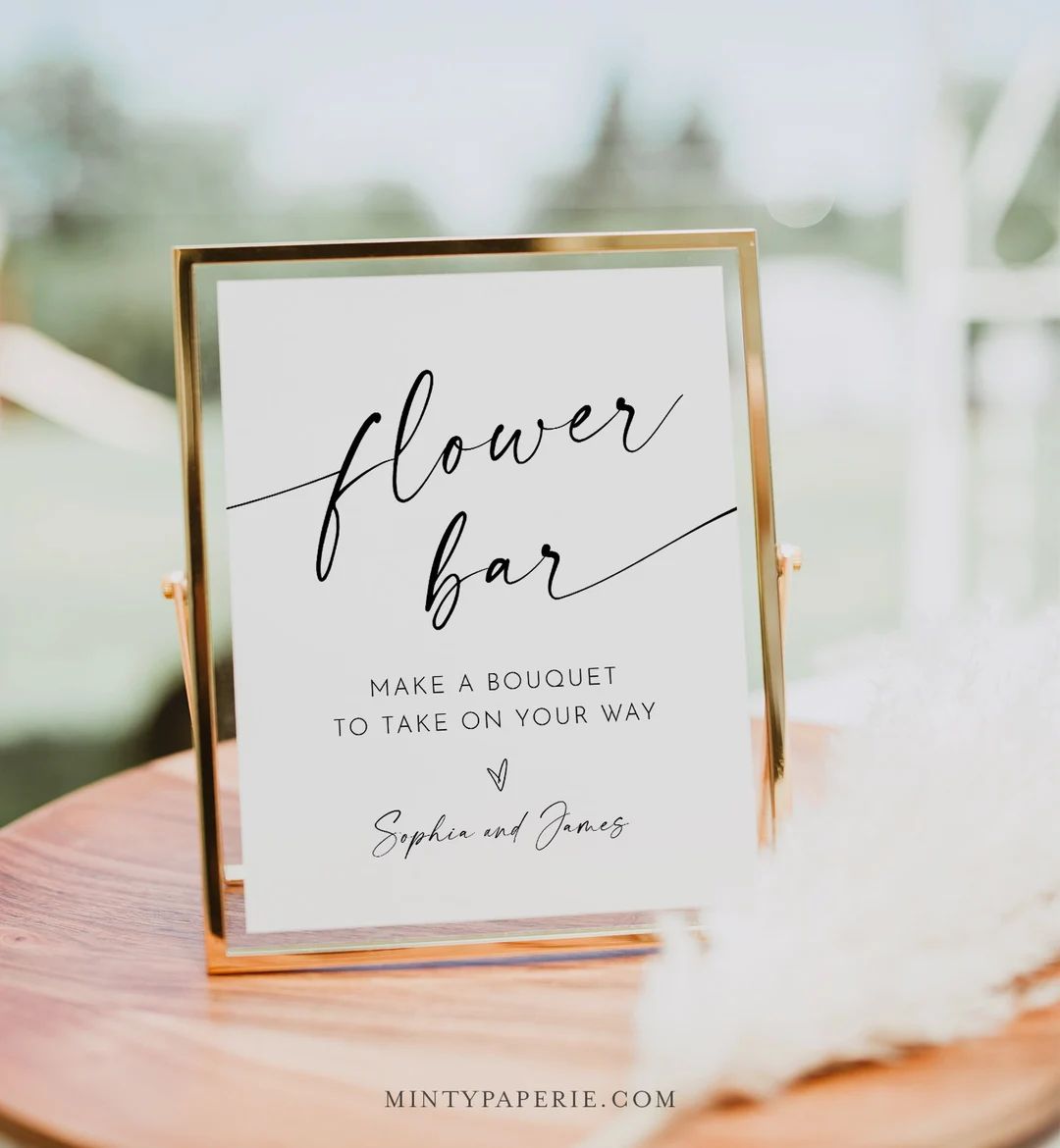 Flower Bar Sign, Minimalist Modern Bridal Shower / Wedding Favor, Build Your Bouquet, Instant, Ed... | Etsy (US)