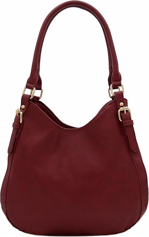 Lightweight 3 Compartment Faux Leather Medium Hobo Bag | Amazon (US)