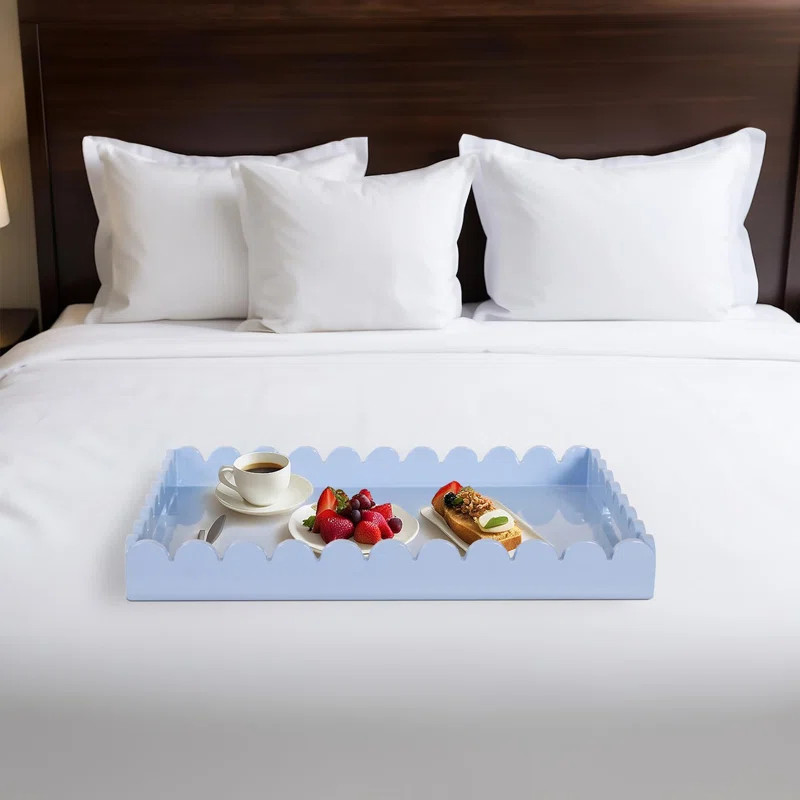 Hindley Hand-Crafted Rectangular Scalloped Wood Tray | Birch Lane