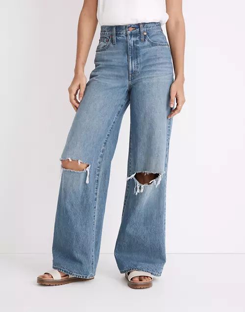 Superwide-Leg Jeans in Amcliffe Wash: Knee-Rip Edition | Madewell