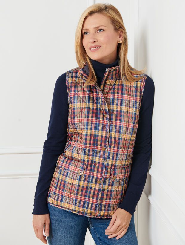 Diamond Quilted Vest - Tomber Plaid | Talbots