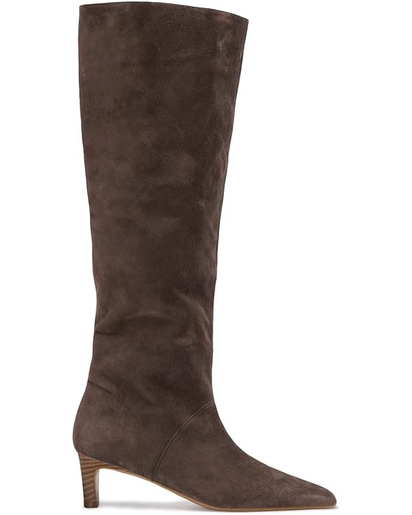 Coutgo Womens Knee High Boots Kitten Heel Pointed Toe Long Boots Pull On Suede Winter Dress Shoes | Amazon (US)